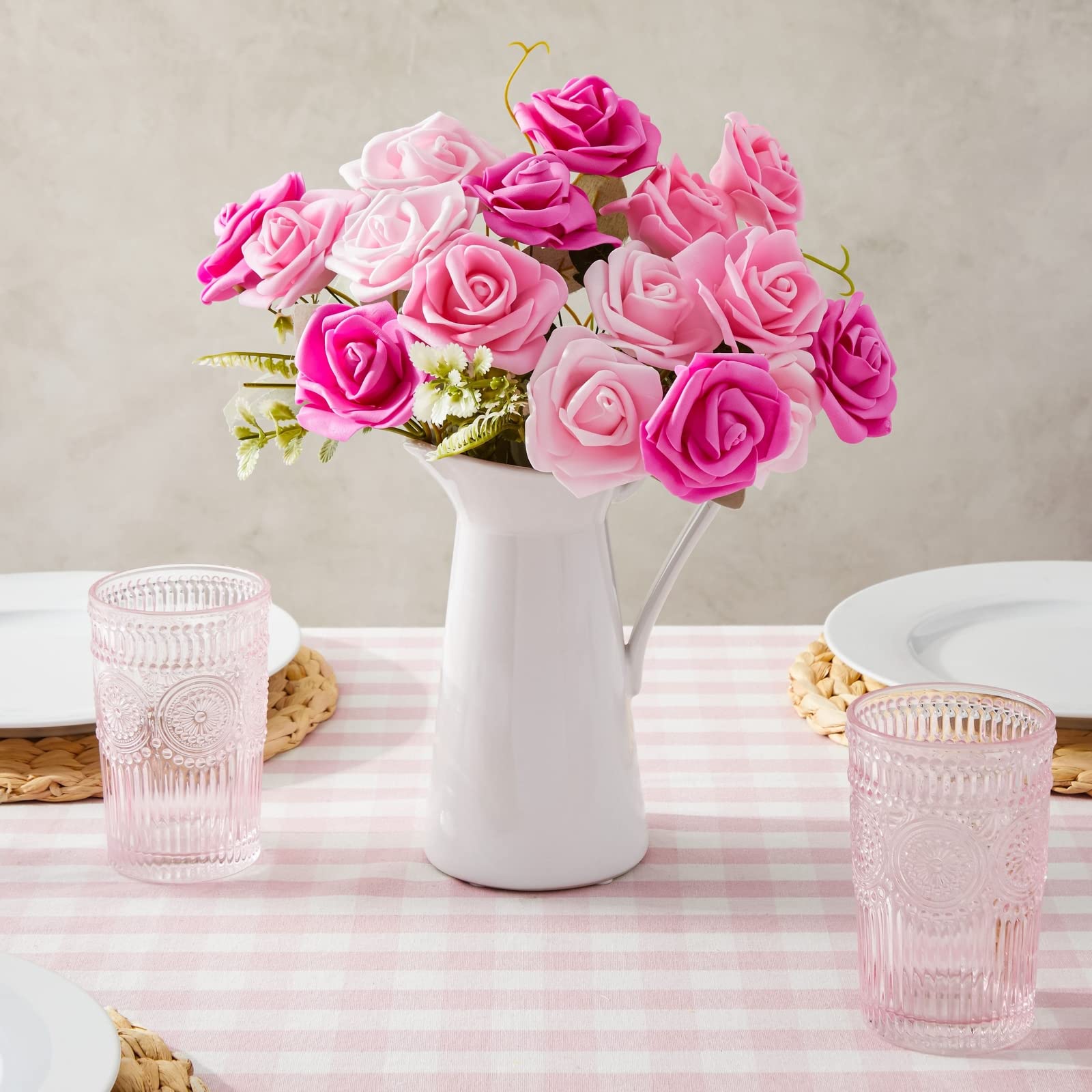 Bright Creations foam rose wall backdrop with rose heads for ceremony decor