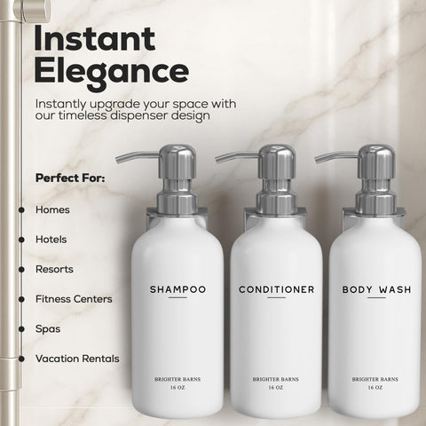 Brighter Barns 16oz shampoo dispenser bottle with shatterproof PET for durable use.