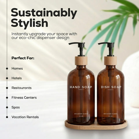 Brighter Barns amber glass dish dispenser complements counter service and easy refills