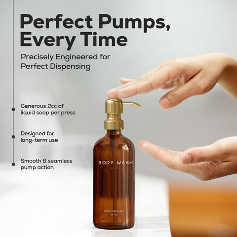 Brighter Barns amber and gold accessories elevate luxury bathrooms in homes and Airbnb.