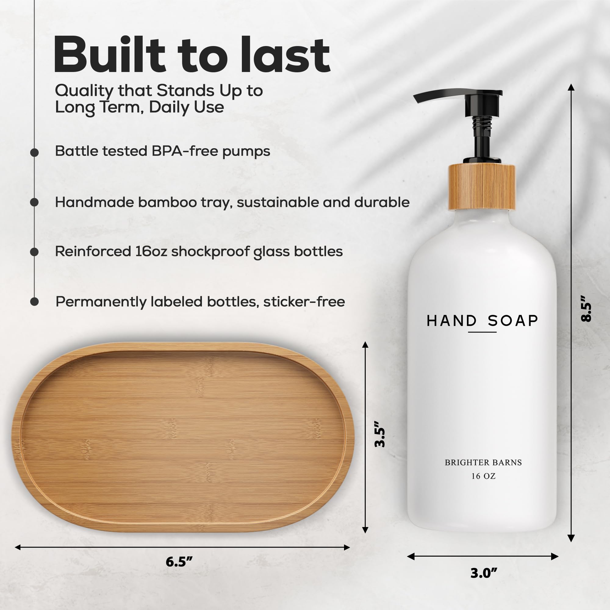Brighter Barns bamboo-pump-tray keeps counters organized and stylish