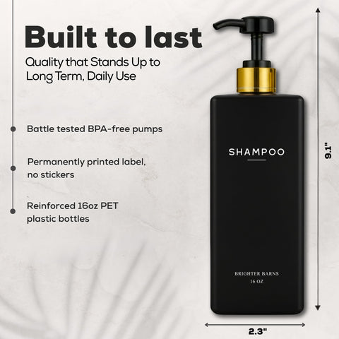 Brighter Barns BPA-free pumps ensure rustproof, reliable shower dispensing.