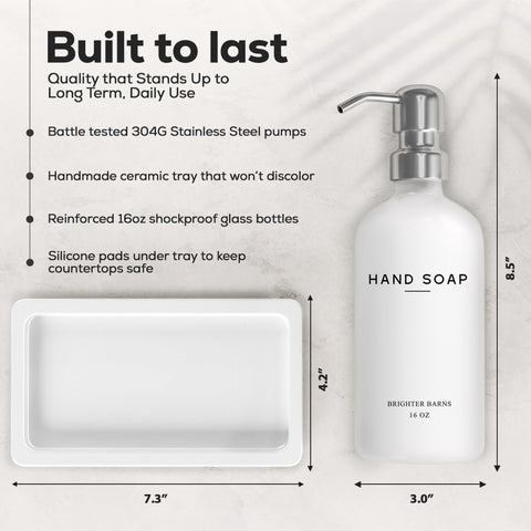 Brighter Barns ceramic tray holding a sponge for an organized sink area.