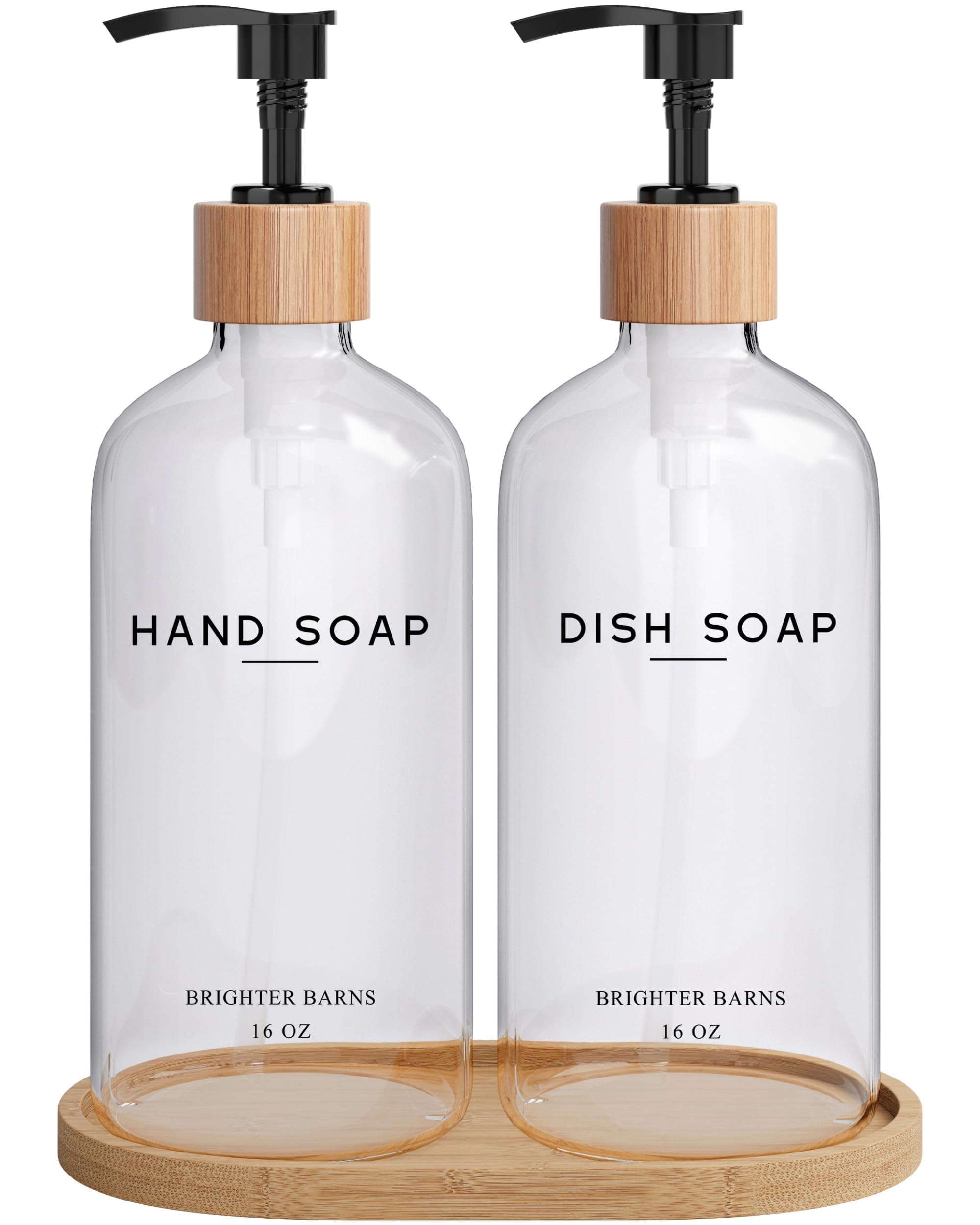 Brighter Barns clear glass dispenser with pump for stylish hand soap use
