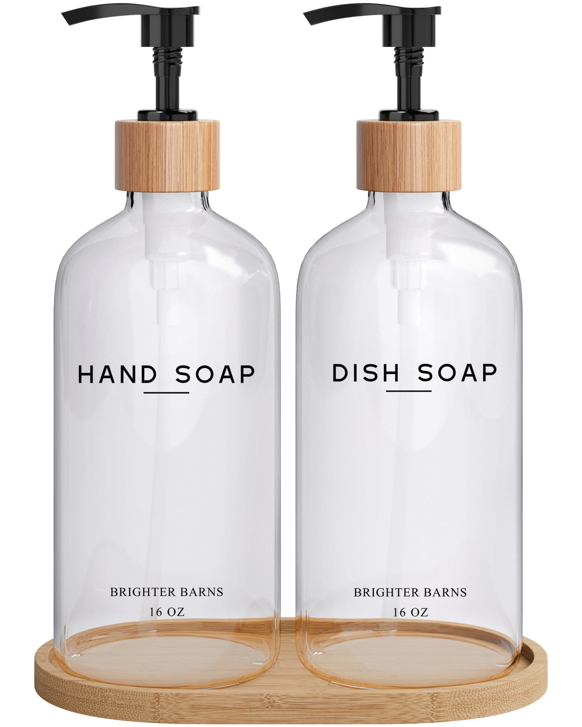 Brighter Barns clear glass dispenser with pump for stylish hand soap use