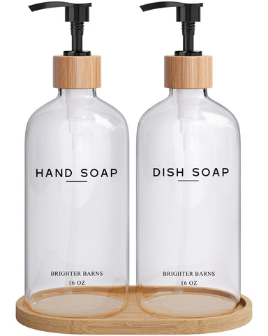 Brighter Barns clear glass dispenser with pump for stylish hand soap use