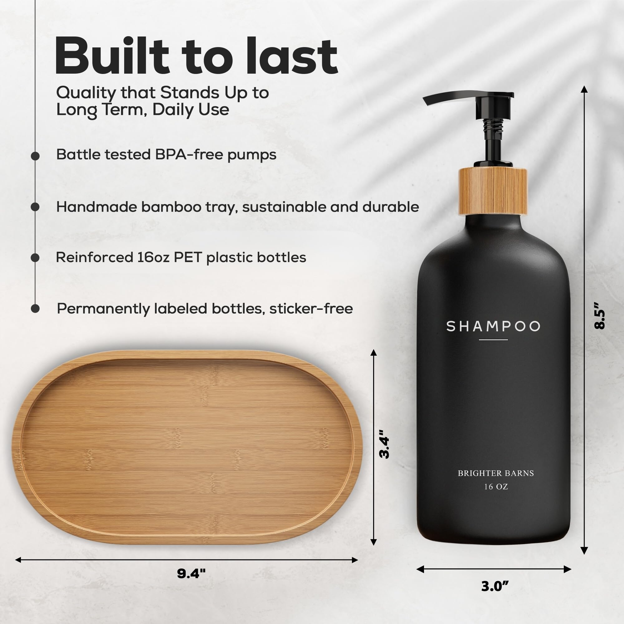 Brighter Barns handmade bamboo tray elevates shower staging and stability