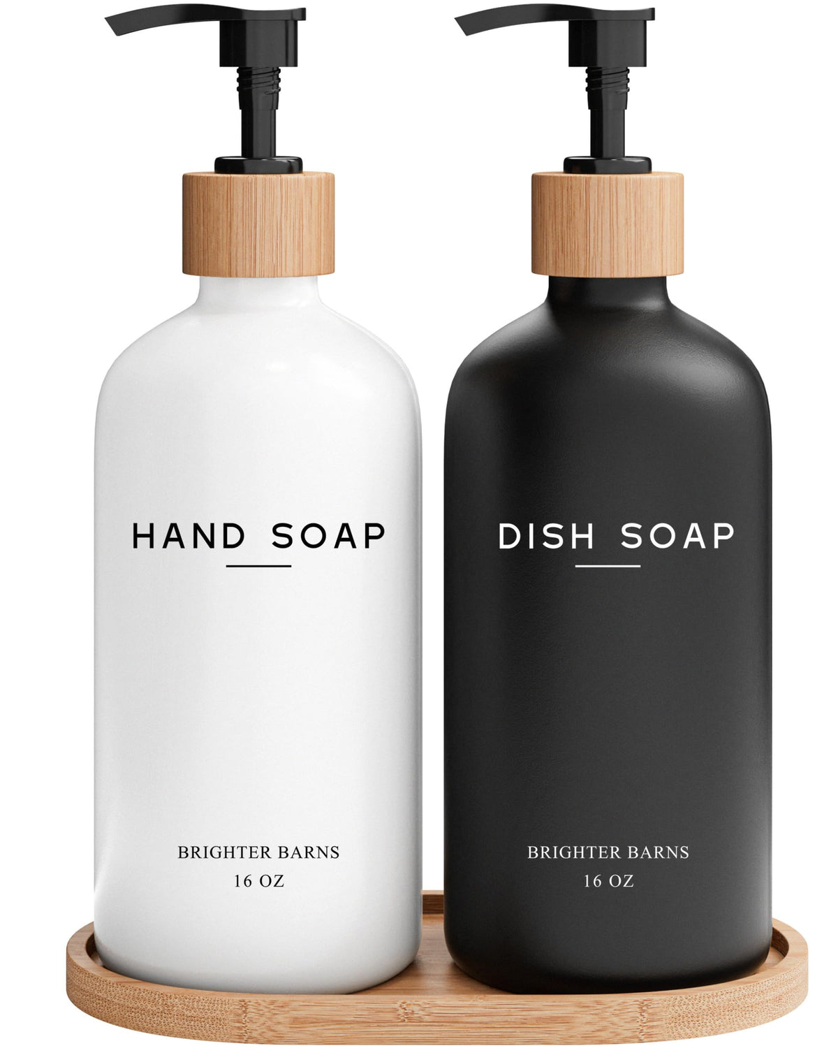 Brighter Barns luxury glass hand dispenser with pump for easy hand washing
