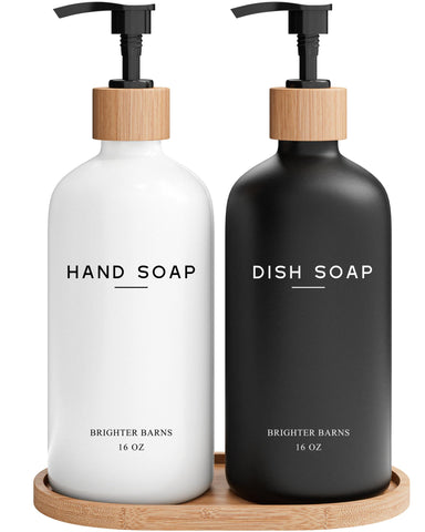 Brighter Barns luxury glass hand dispenser with pump for easy hand washing