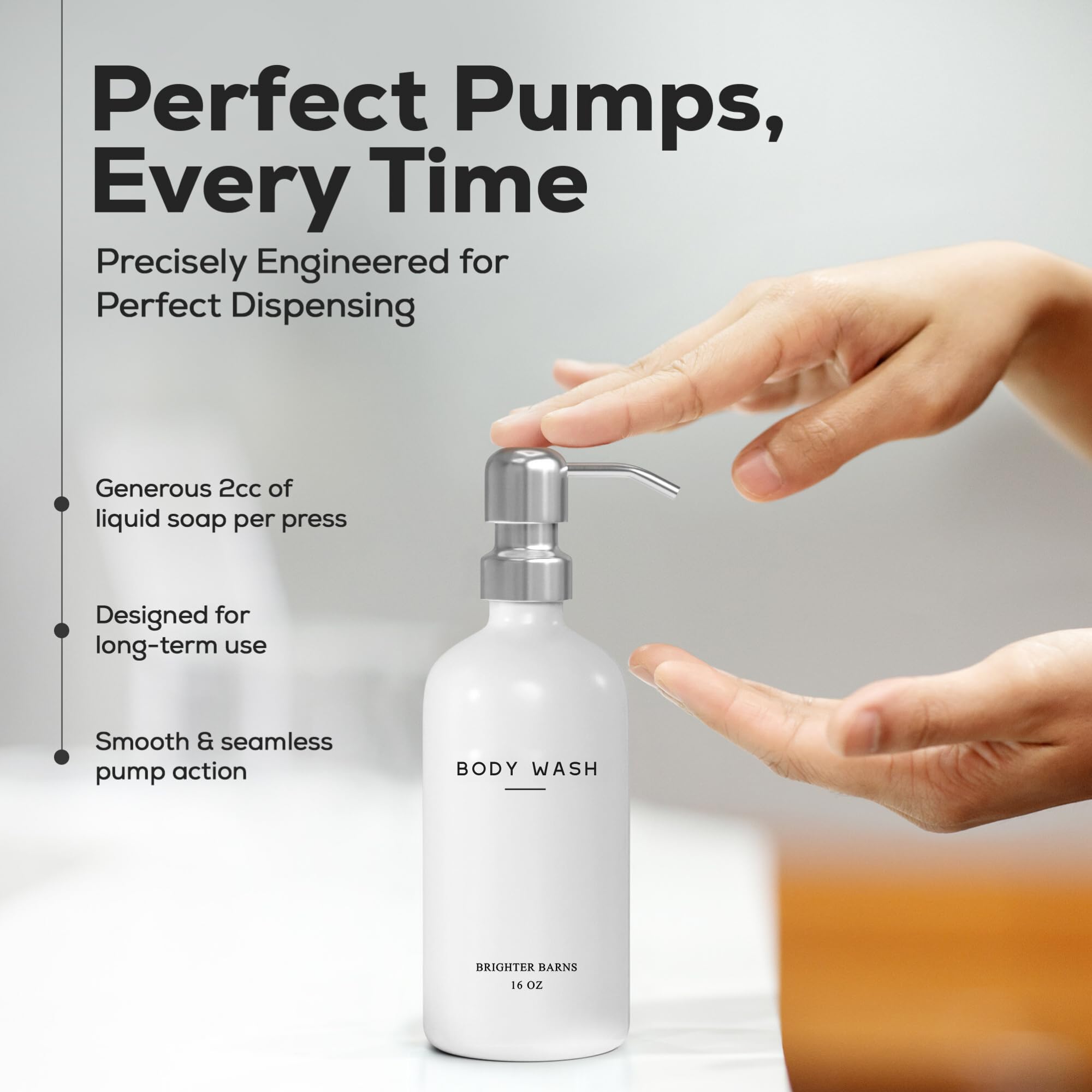 Brighter Barns refillable bottles suitable for shampoo conditioner or body wash