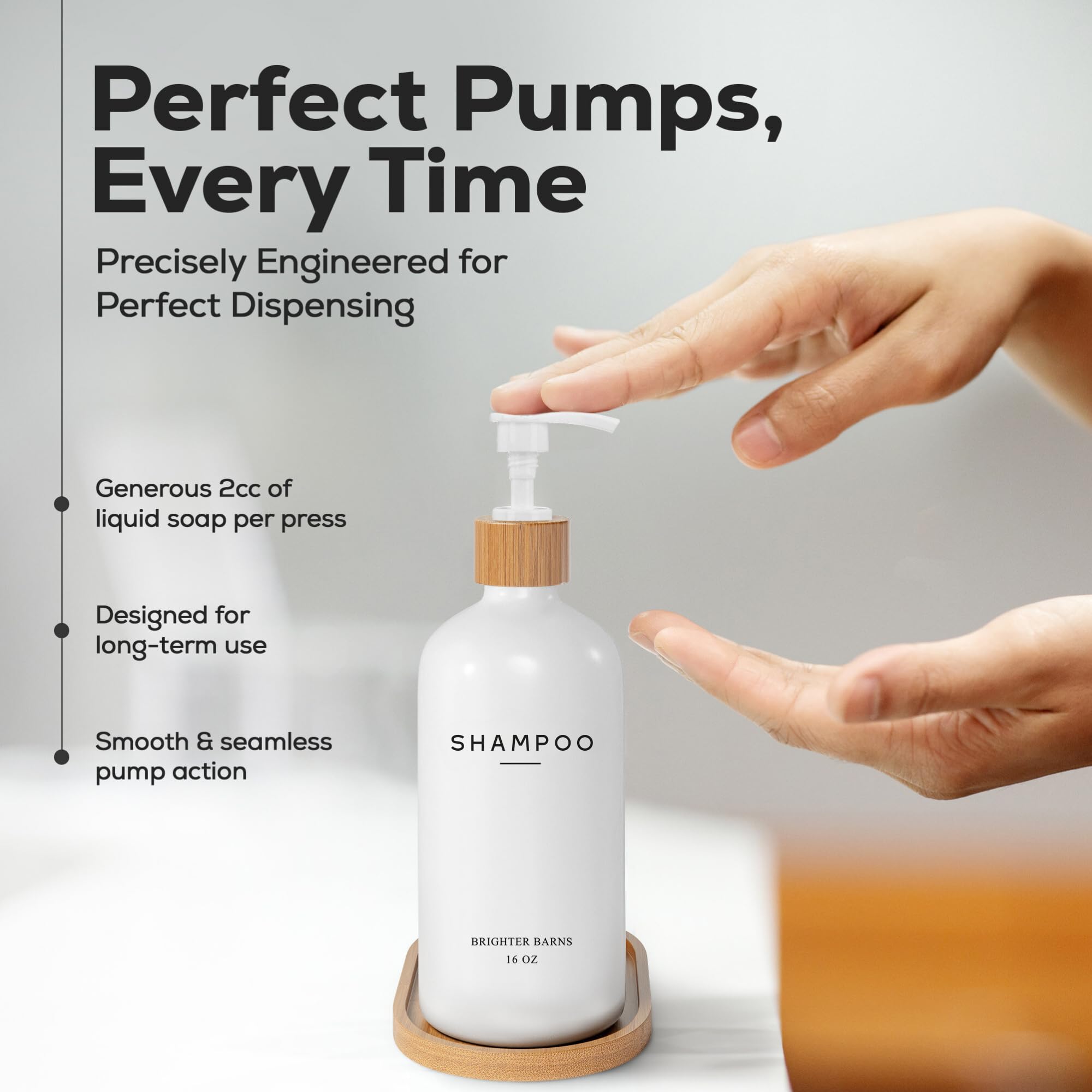 Brighter Barns shower dispenser rustproof pumps emphasize long-lasting, everyday use