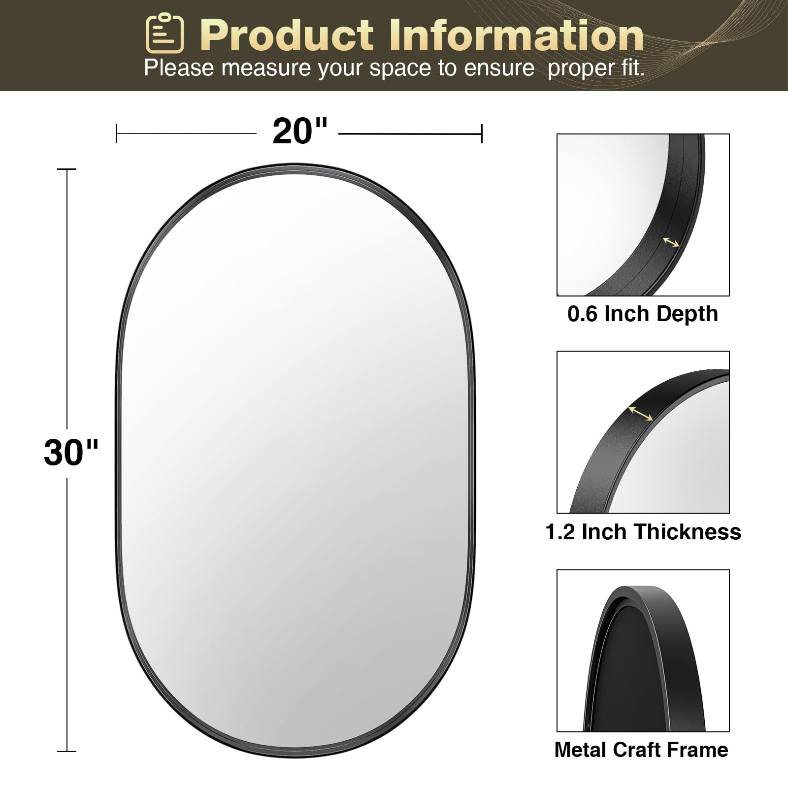 Brightify anti-rust aluminum frame for durable bathroom vanity mirror