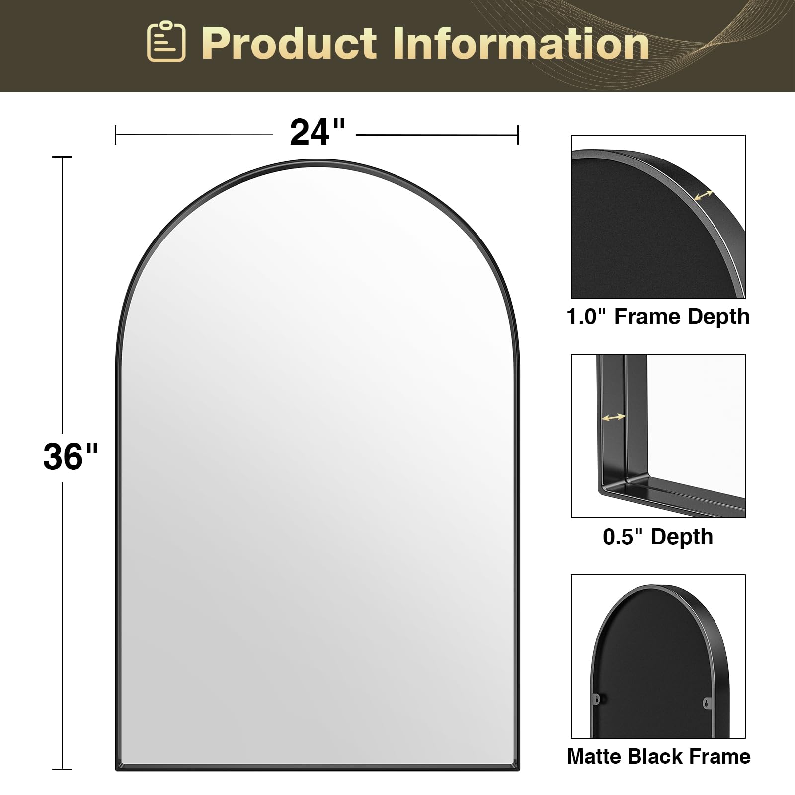 Brightify arched mirror with silver finish provides bright, distortion-free reflections