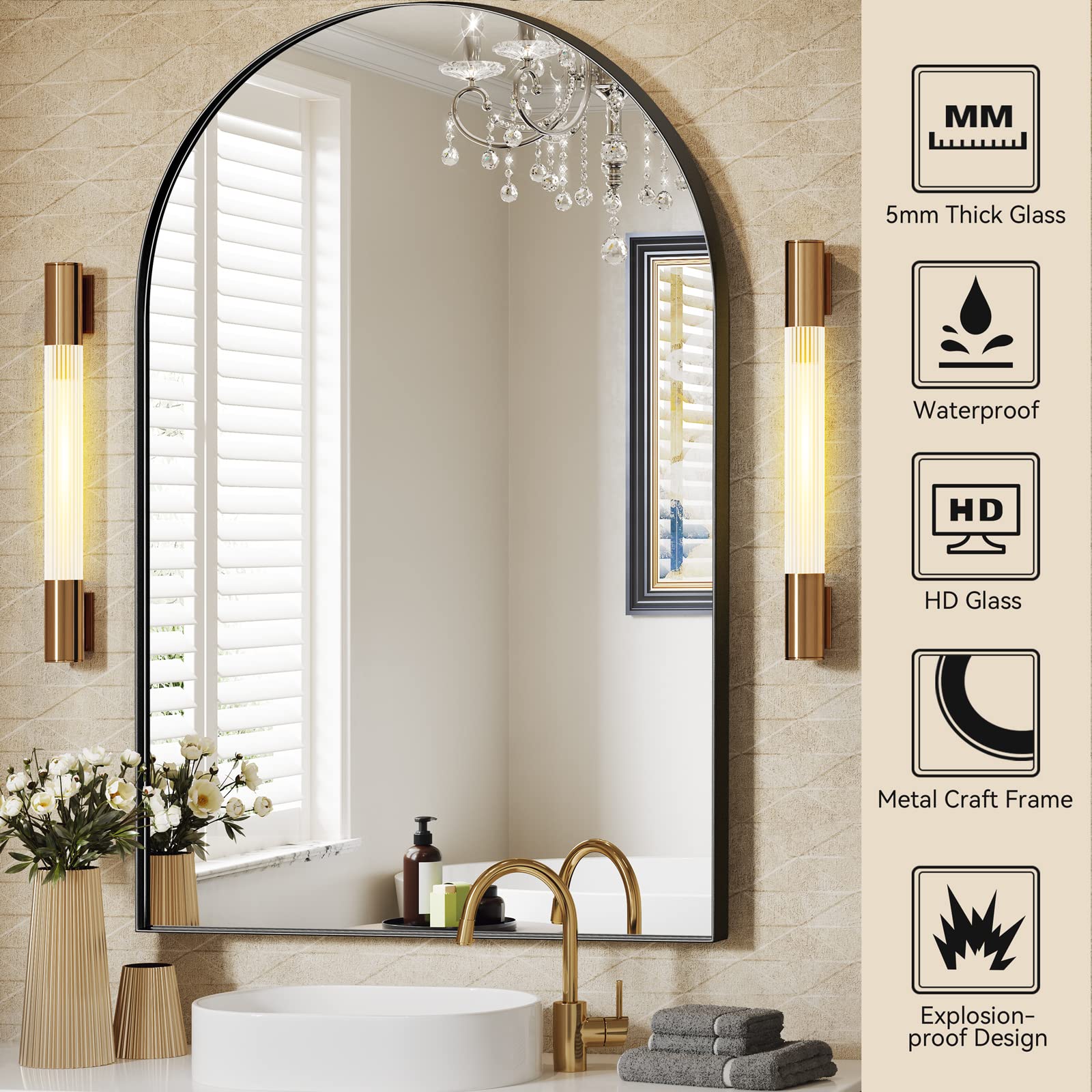 Brightify decorative mirror suits living room, vanity, or hallway setups