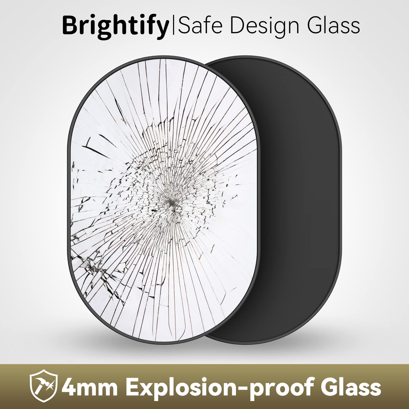 Brightify matte black oval mirror complements modern living room decor