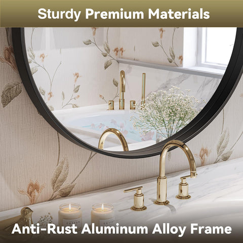 Brightify oval mirror close-up showing anti-rust aluminum frame texture