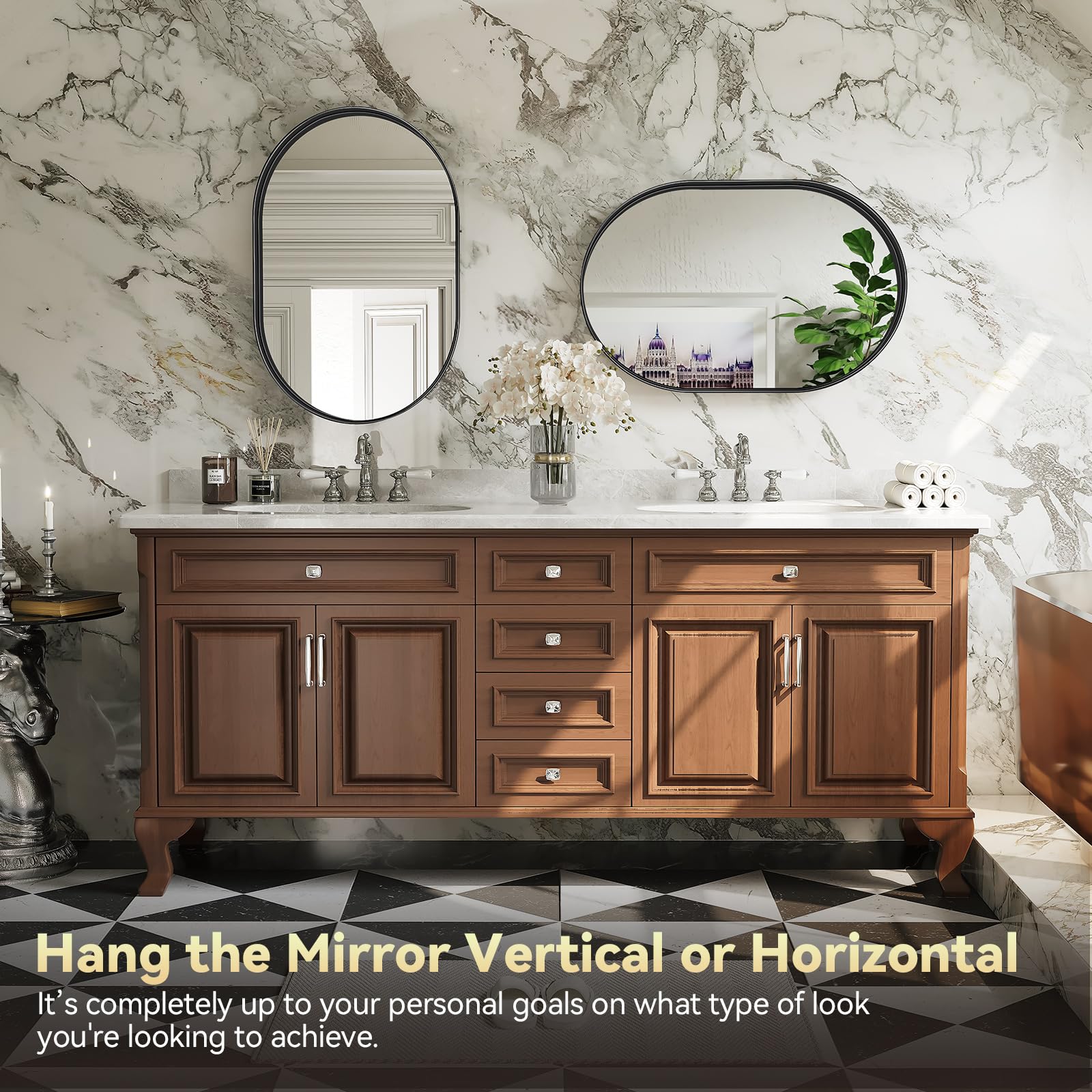 Brightify wall-mounted oval mirror 20x30 back view for installation
