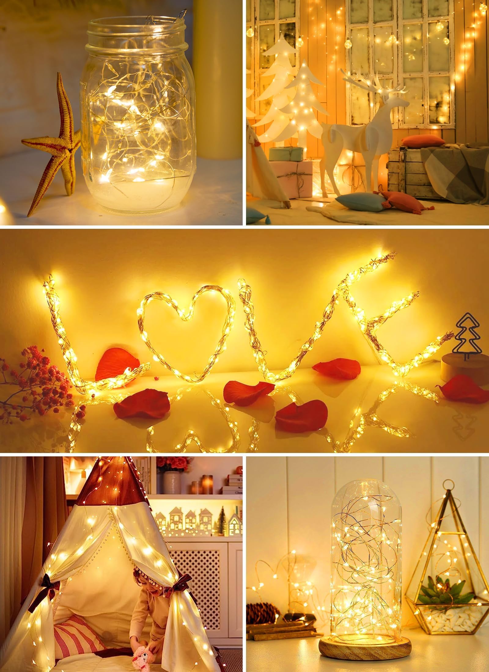 Brightown flexible silver-wire lights bend around objects for creative DIY decor.