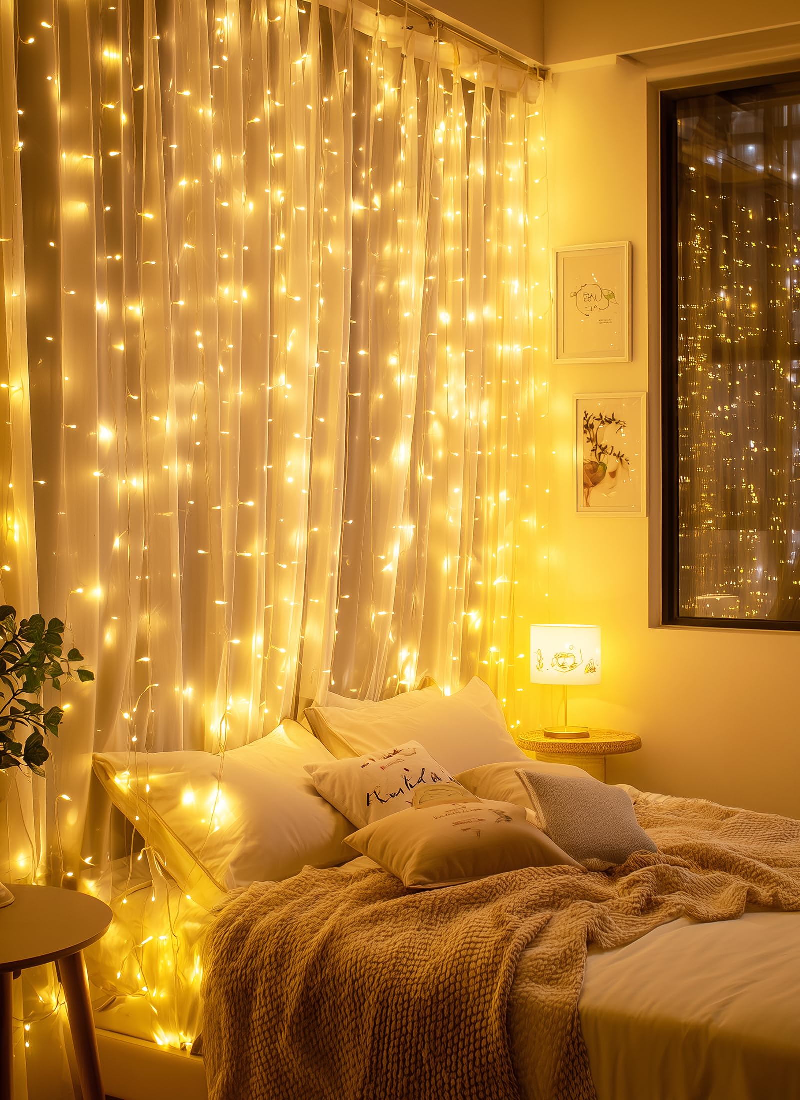 Brightown waterproof curtain lights provide indoor and covered outdoor use.