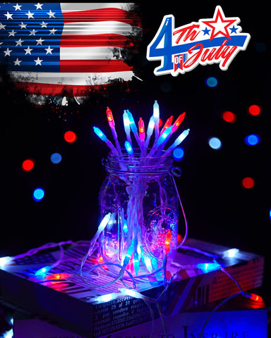Brightown porch and garden decor with red white blue LEDs