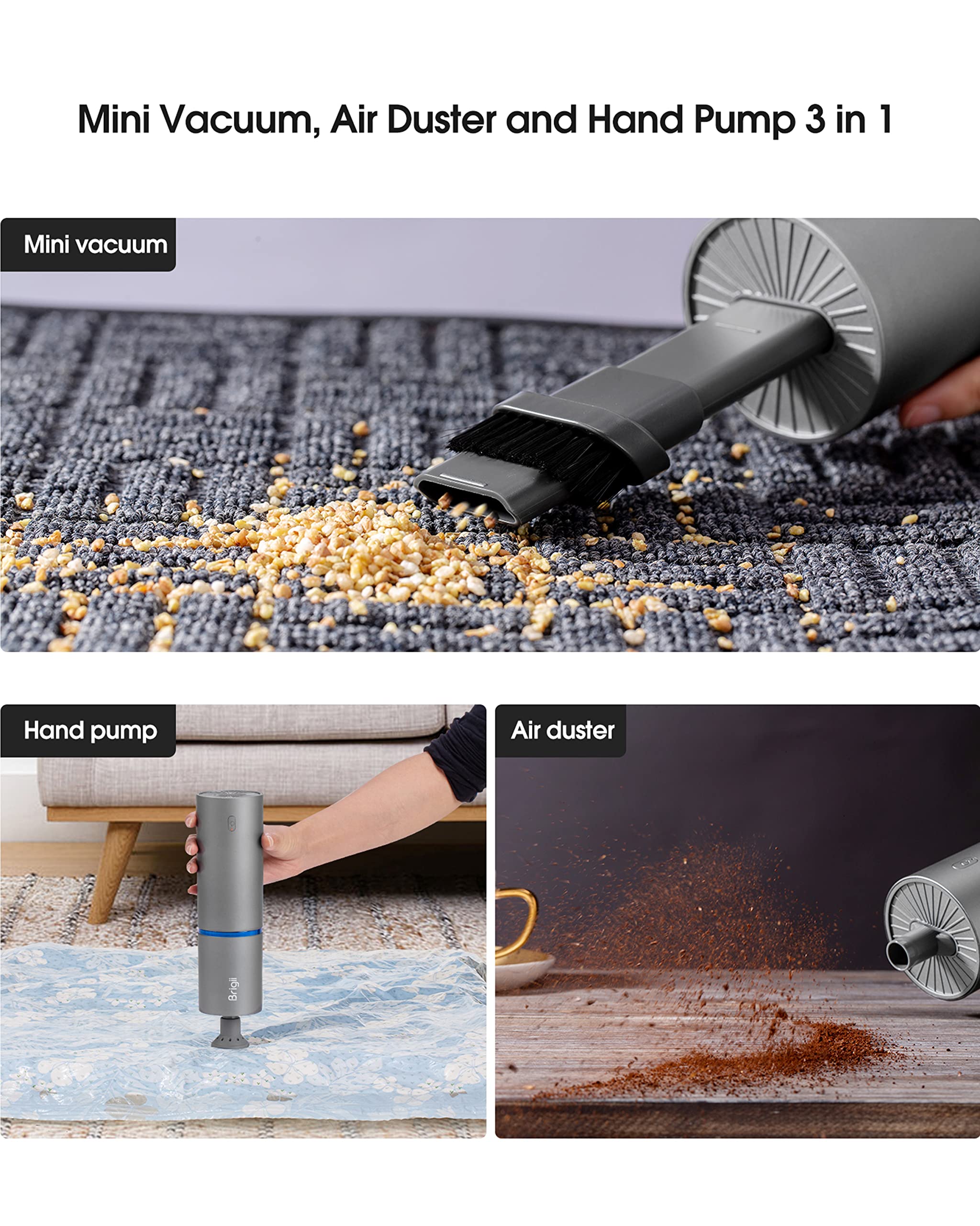 Brigii Y120 Pro attachments close-up showing four crevice tools