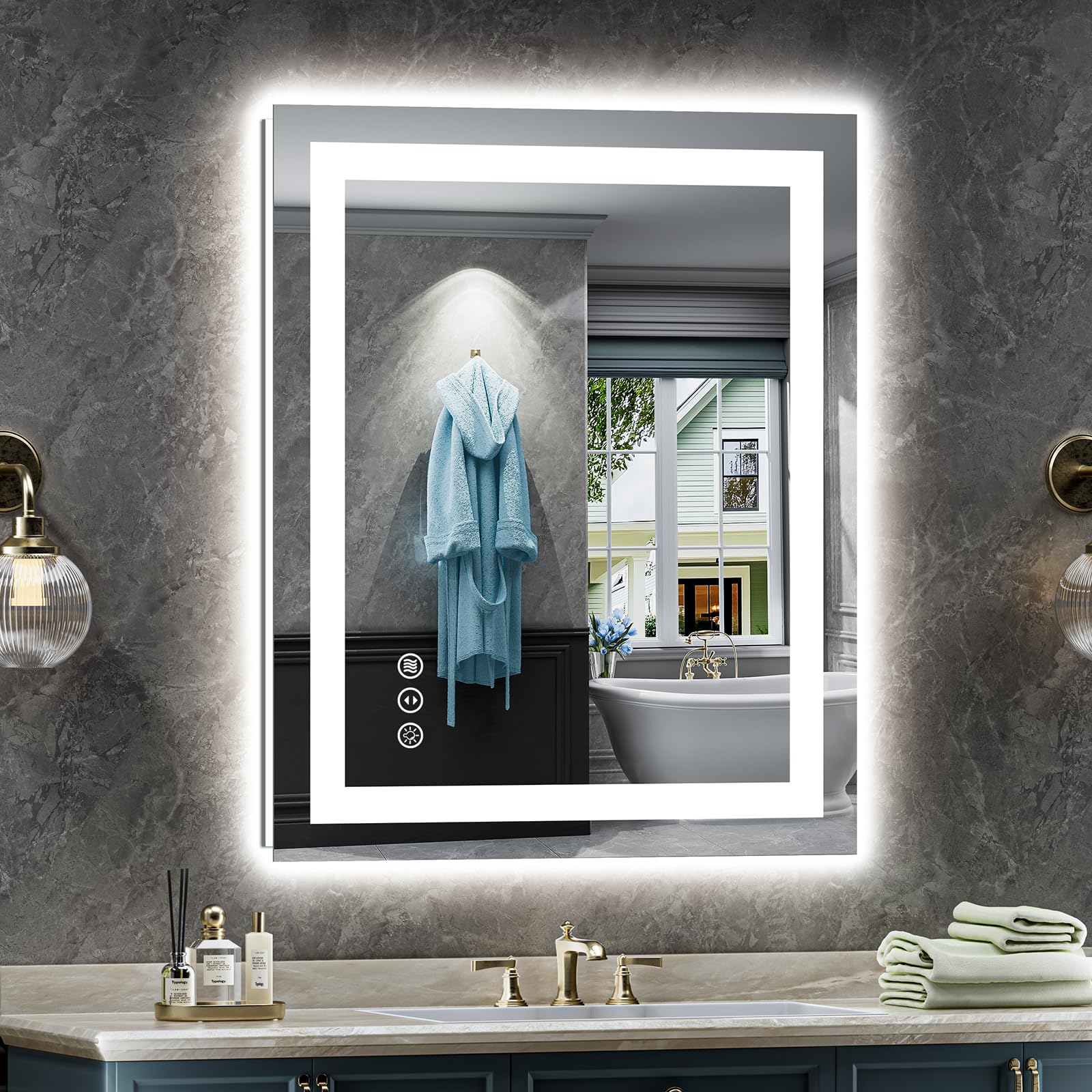 Briivue dual front and back lighting mirror for precise makeup lighting.