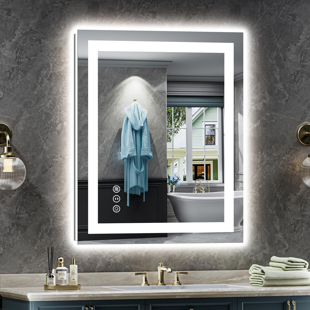 Briivue dual front and back lighting mirror for precise makeup lighting.