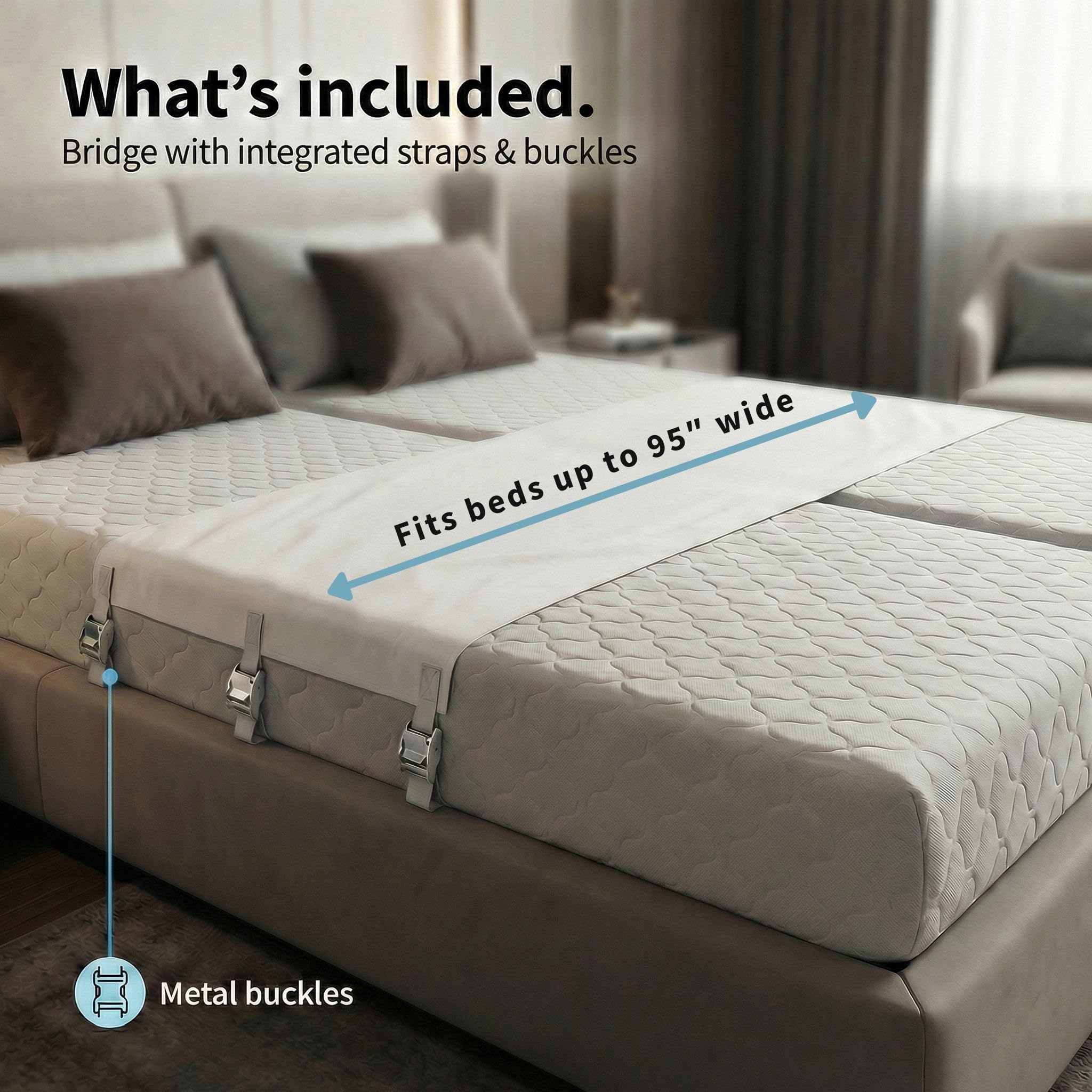 In bedroom setup with Briliantwerk bridge, the sleeping area appears seamless
