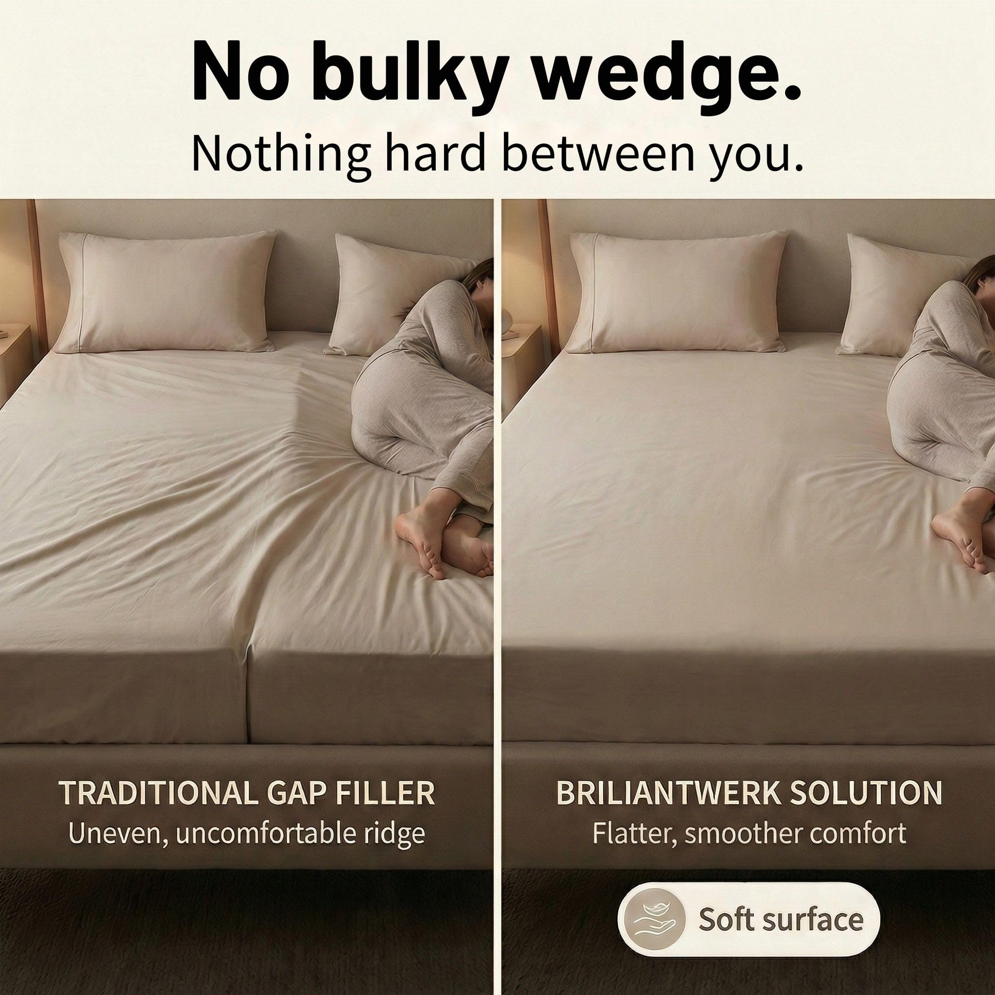 Under mattress connection detail shows how two beds align for a unified surface