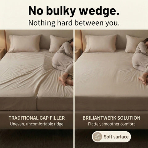 Under mattress connection detail shows how two beds align for a unified surface