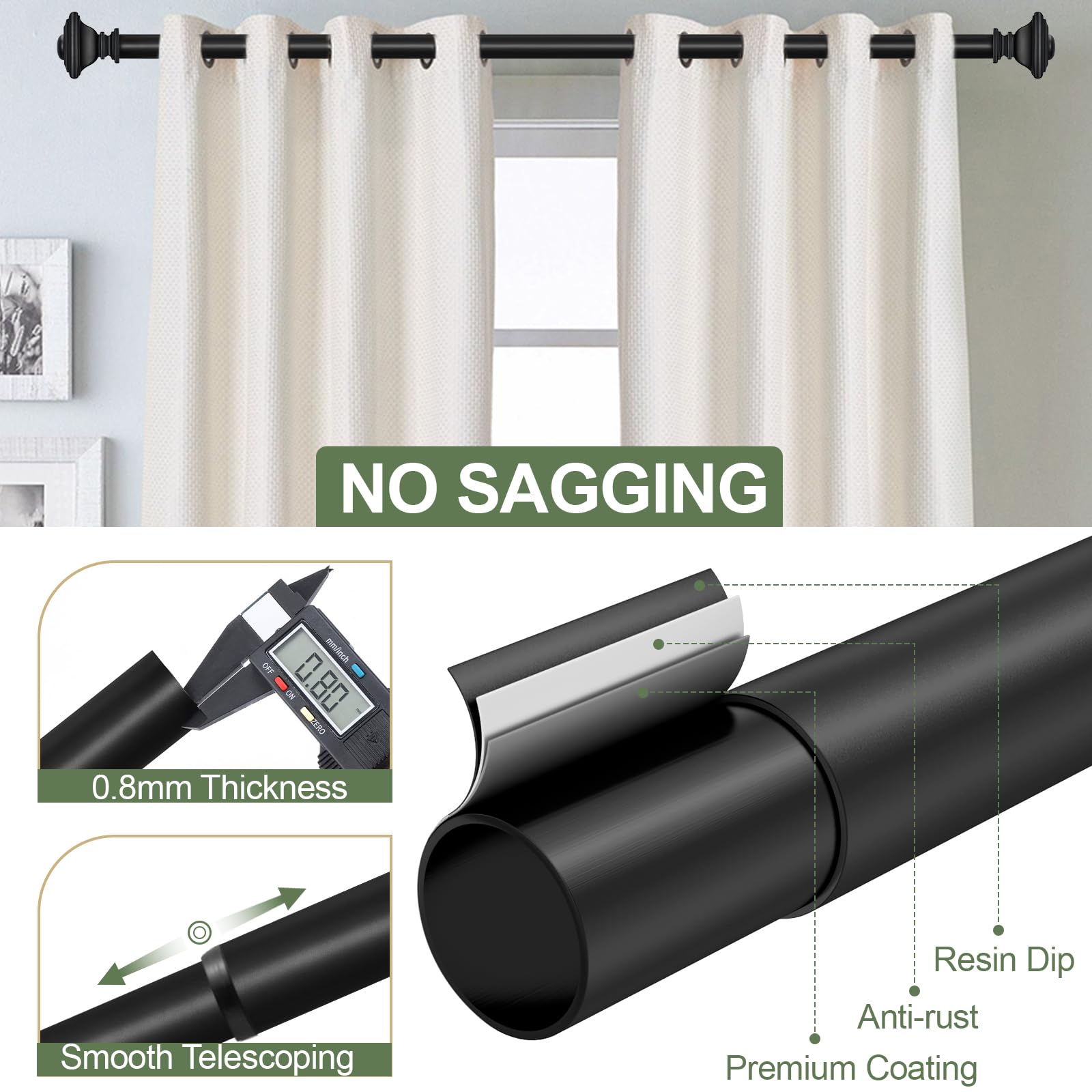 Square finials add a clean, classic decorative touch.