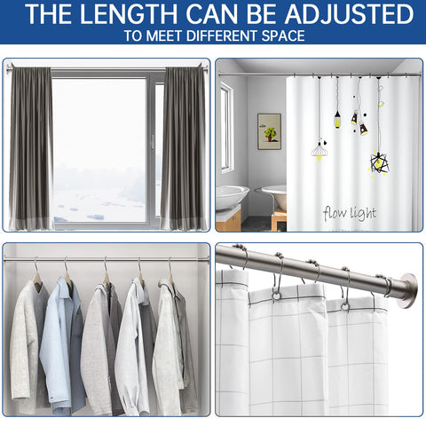 BRIOFOX industrial-style satin nickel rod complements modern bathrooms and holds curtains securely