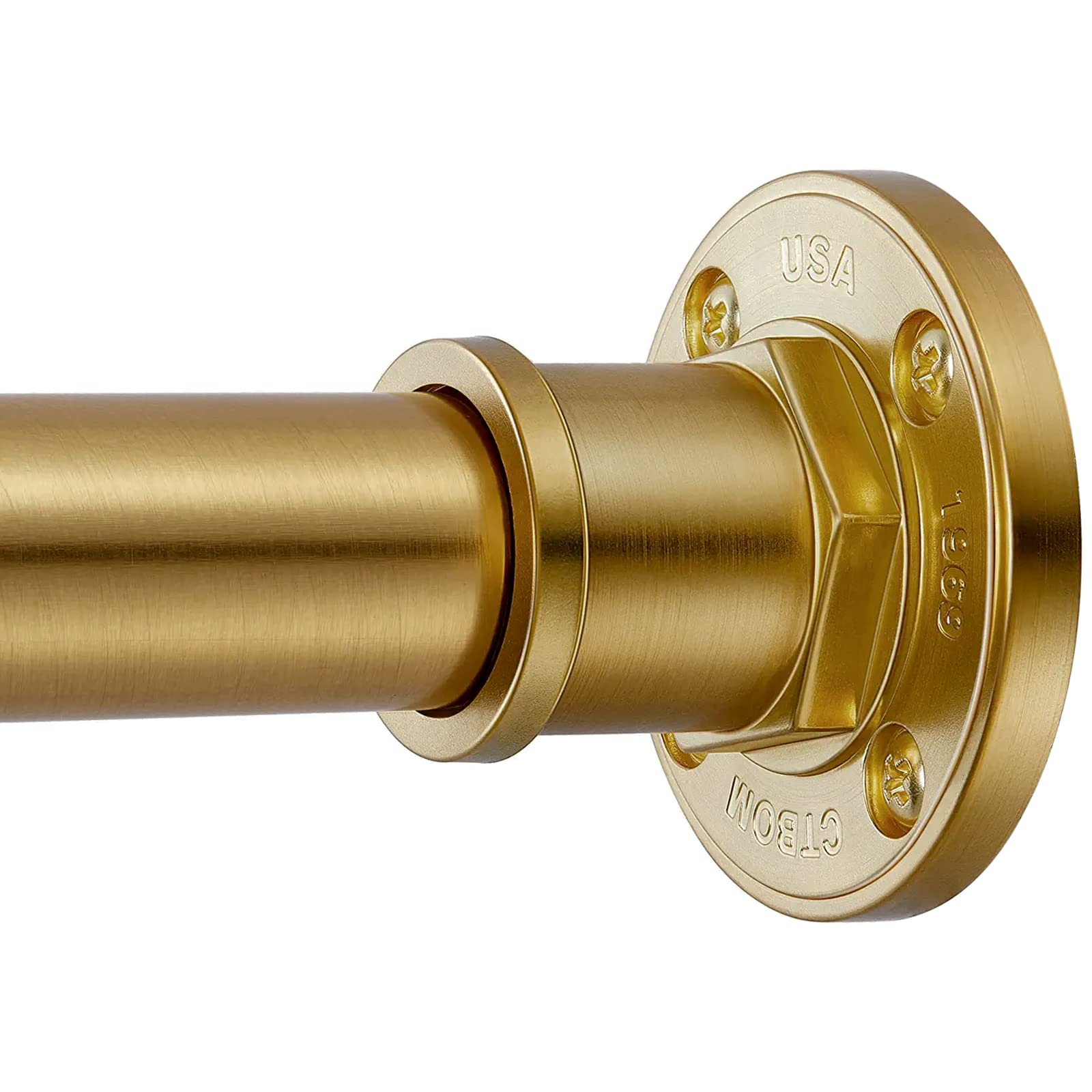BRIOFOX gold industrial shower rod with tension mount for easy installation and strong hold