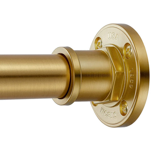 BRIOFOX gold industrial shower rod with tension mount for easy installation and strong hold