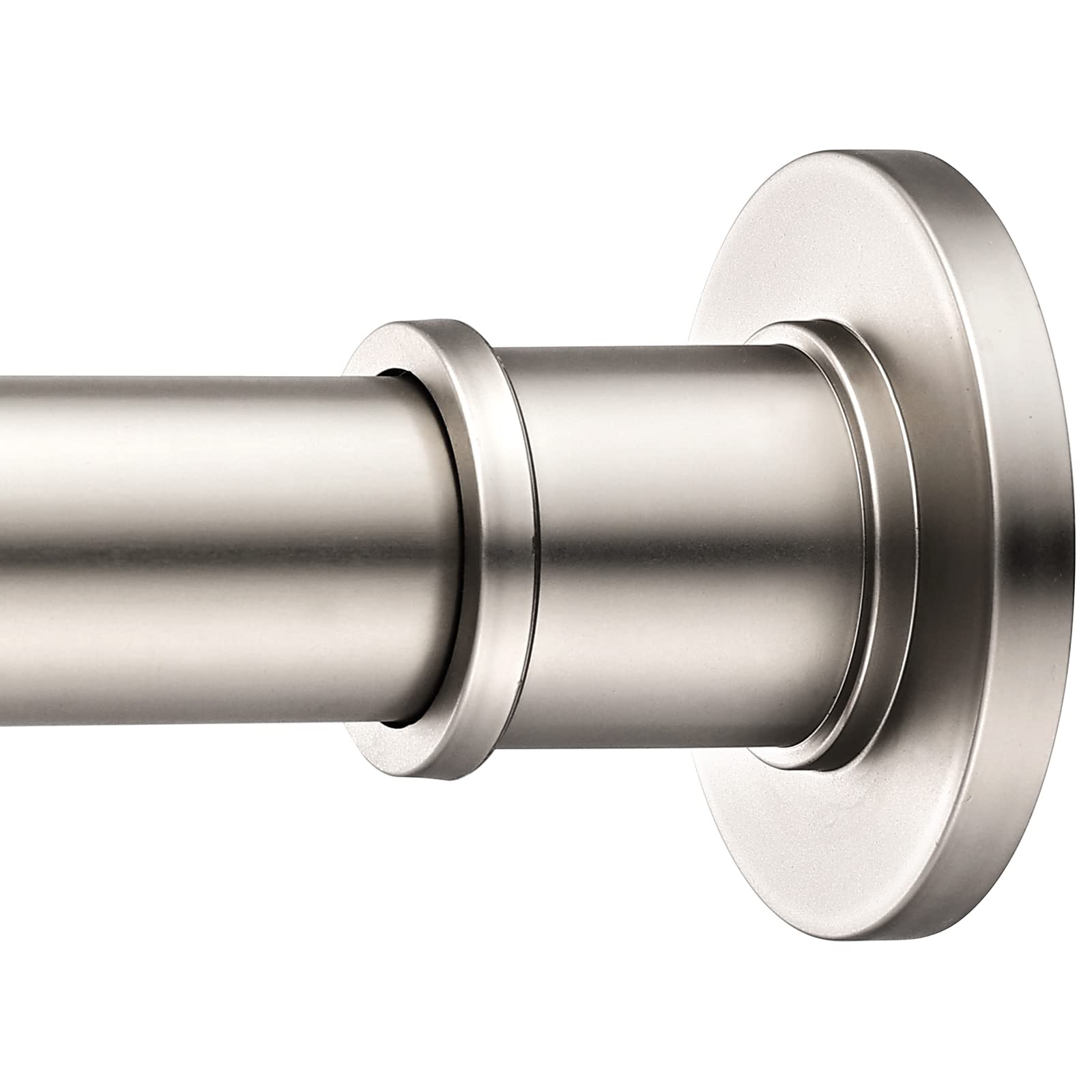 BRIOFOX satin nickel shower rod close-up showing rust-proof metal quality for bathroom decor