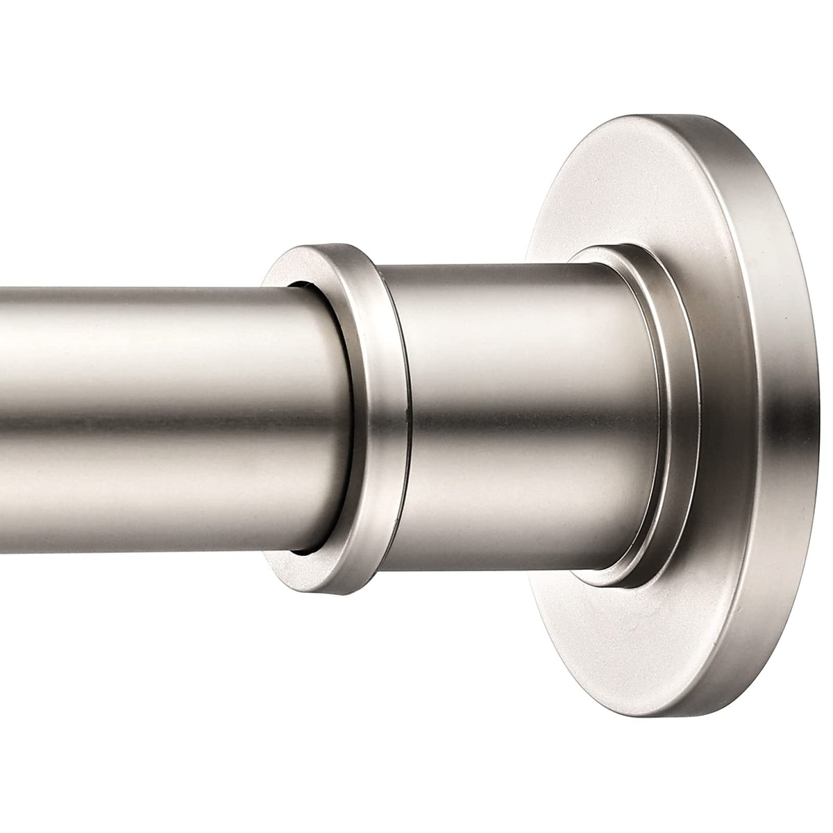 BRIOFOX satin nickel shower rod close-up showing rust-proof metal quality for bathroom decor