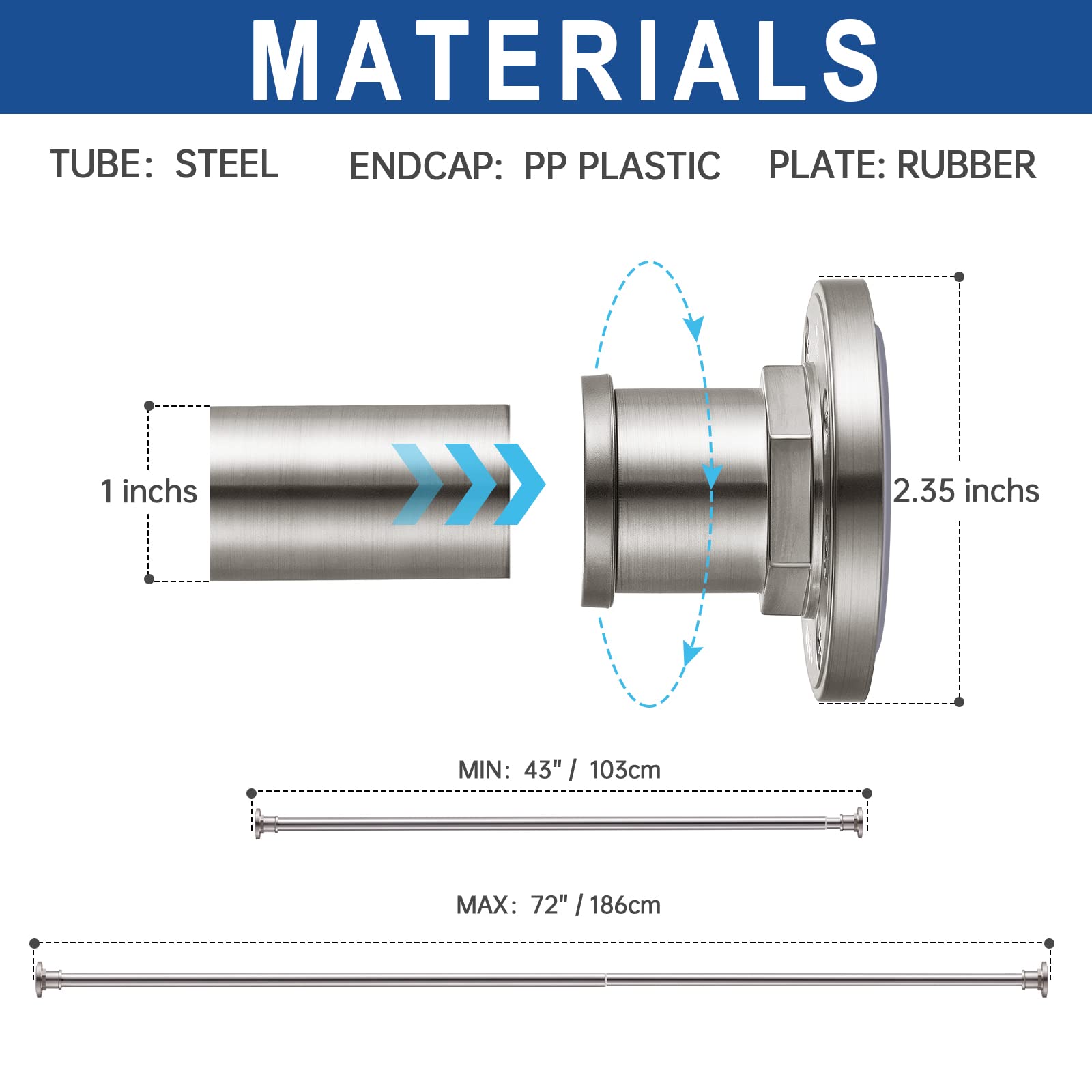 304 stainless steel offers corrosion resistance and simple cleaning.