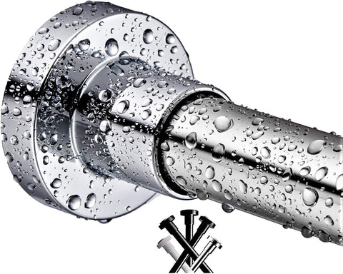 BRIOFOX shower rod 43-73in demonstrates no-drill installation for bathrooms.