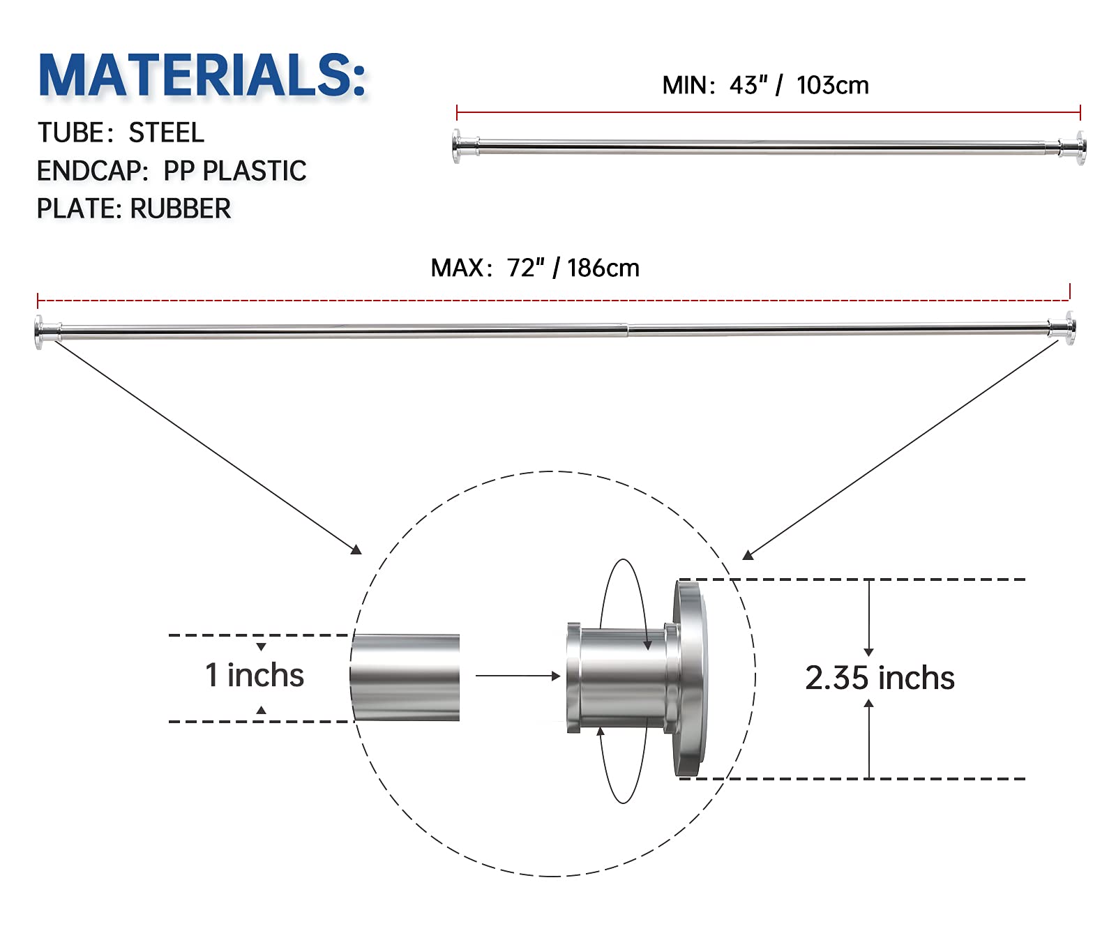 BRIOFOX multi-purpose rod suitable for curtains and dividers.