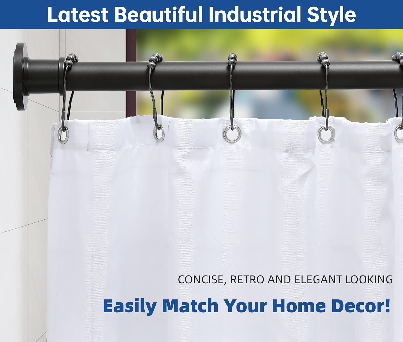 BRIOFOX stainless steel tension rod with 1-inch diameter supports heavier curtains.