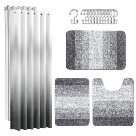 Britimes Grey Stripes bathroom set front view for cohesive, stylish bathroom decor.