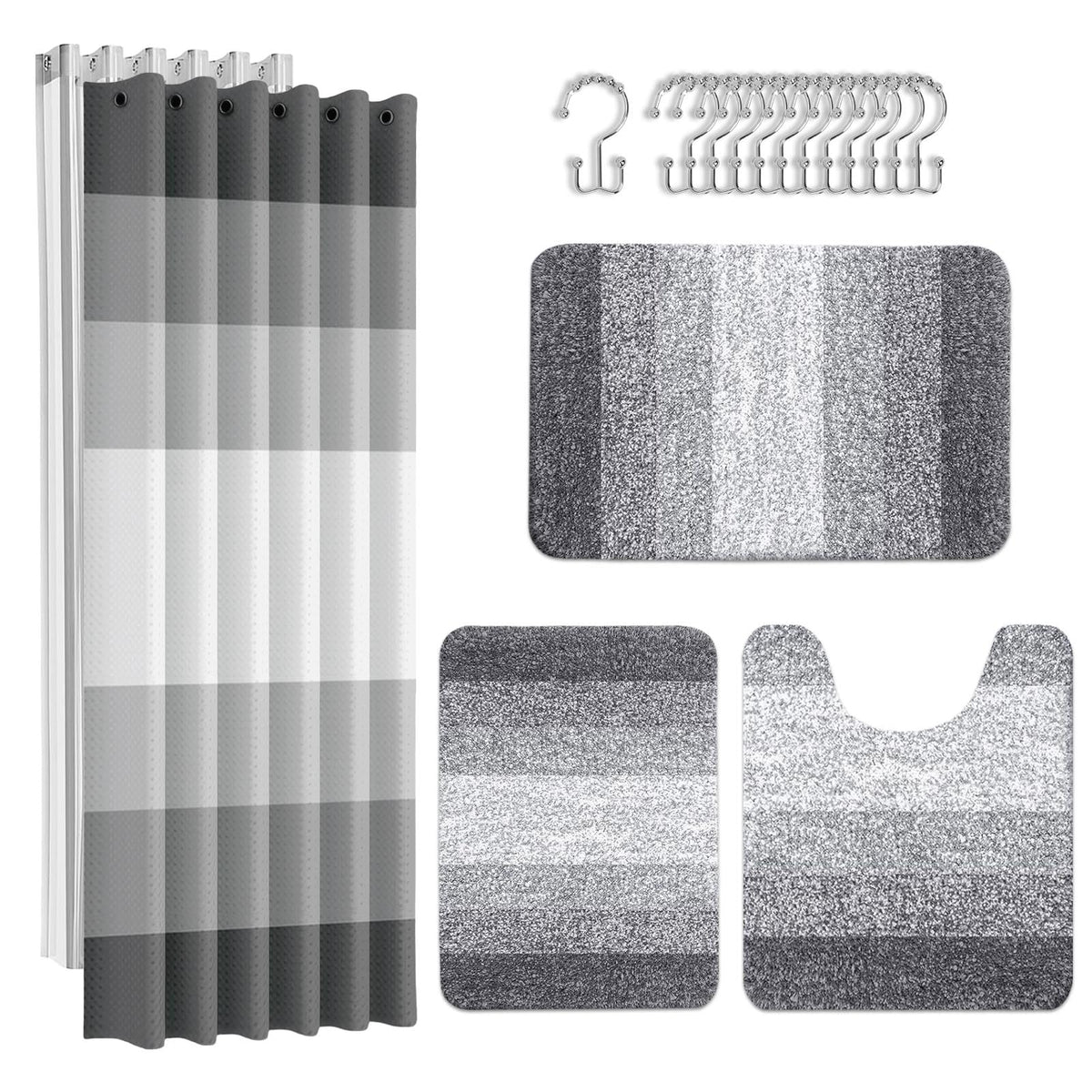 Britimes Grey Stripes curtain texture with waffle weave for stylish drape.