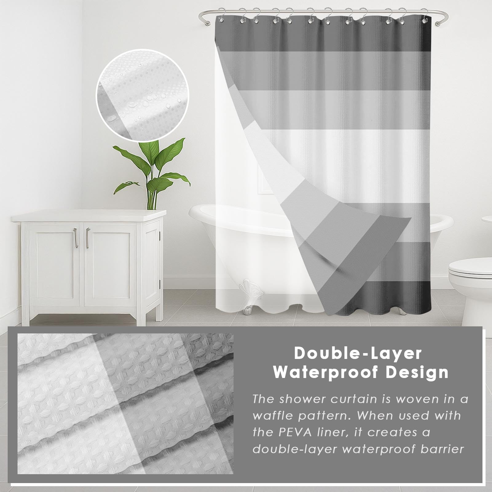 Britimes Grey Stripes complete bathroom set shown in a coordinated space.