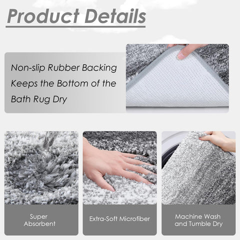 Britimes Grey Stripes plush bath mat delivers soft, quick-drying comfort.