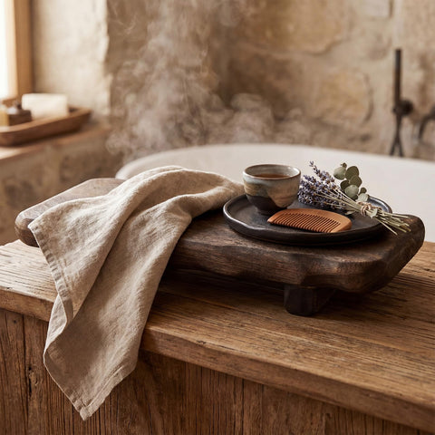 Briwooody wood board serves as soap or plant display in living spaces
