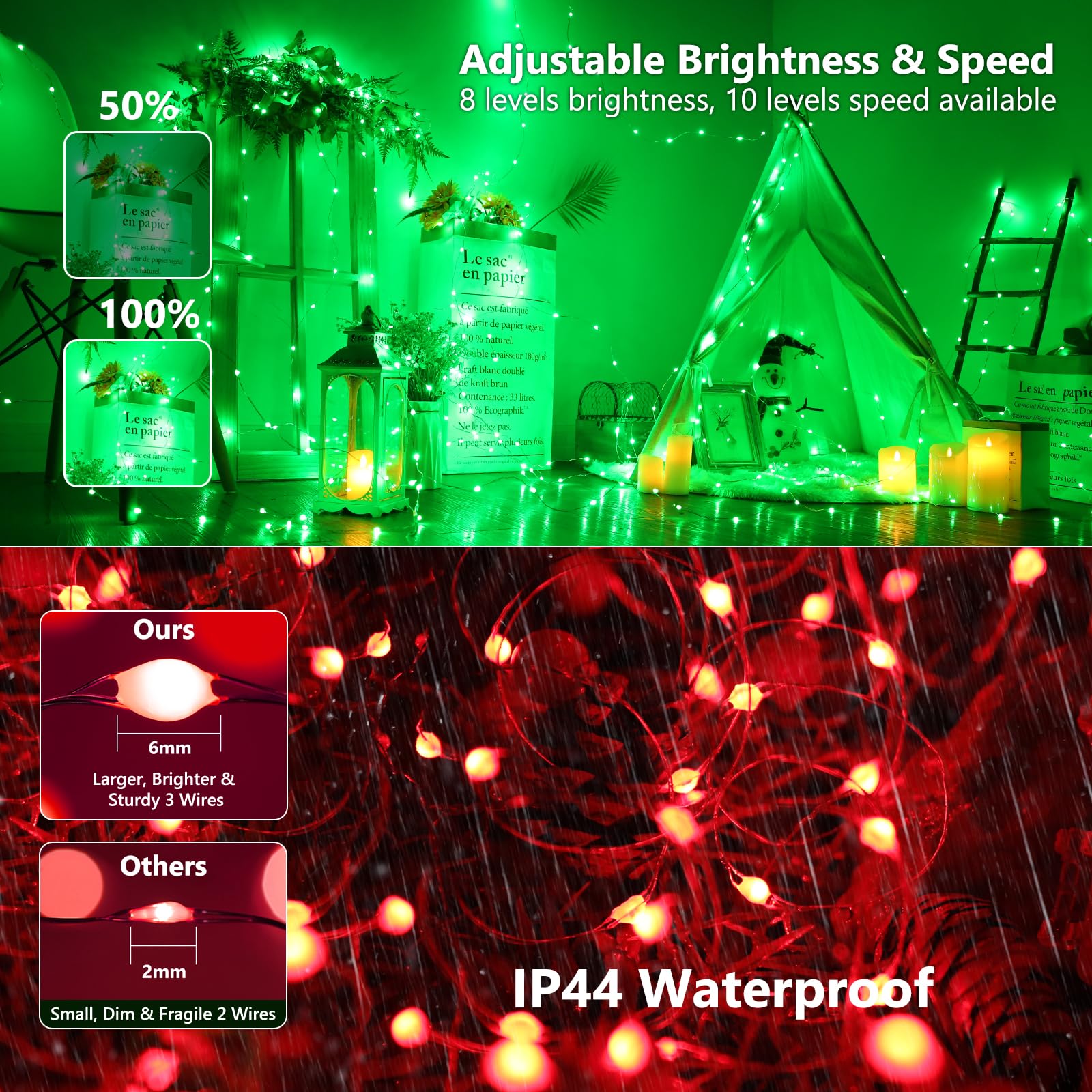 BrizLabs IP44 waterproof fairy lights suit indoor and covered outdoor use