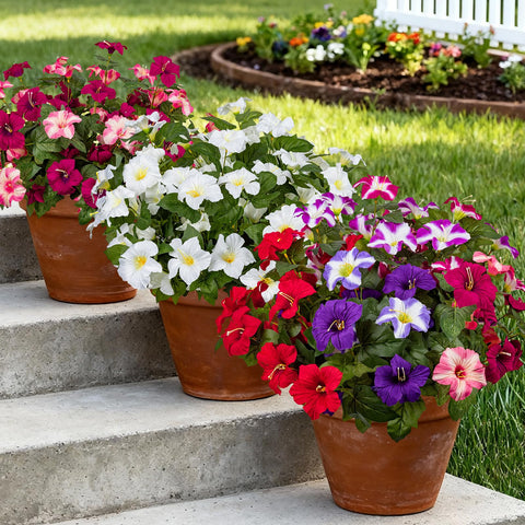 Weatherproof Brlita petunias resist sun and rain for outdoor use