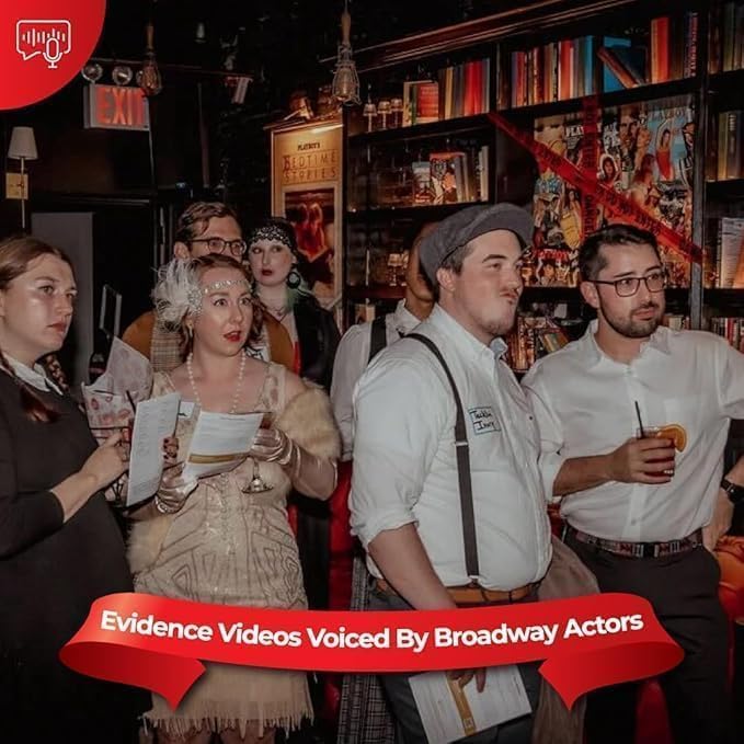 Broadway Murder Mysteries host dashboard with videos, evites, and party tips.