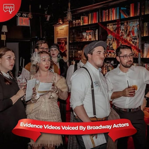 Broadway Murder Mysteries host dashboard with videos, evites, and party tips.