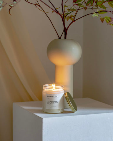 Brooklyn Candle Studio Palo Santo jar candle delivers up to 50 hours of gentle fragrance
